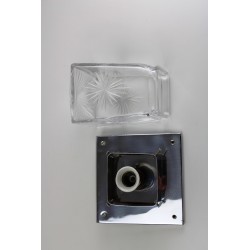 Deckenlampe im Otto Wagner Stil, Messing vernickelt, Kristallglas