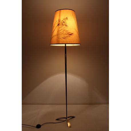 Stehlampe im Auböck Stil, Grasschirm, 1950er