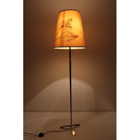 Stehlampe im Auböck Stil, Grasschirm, 1950er